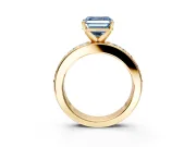 Solitaire Engagement Ring Setting for Fancy Blue Asscher Cut Center with Channel-Set Accents and Prong Head in Yellow Gold