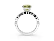 Solitaire Engagement Ring Setting for Fancy Yellow Princess Cut Center with Milgrain Bezel Accents and Prong Head in White Gold