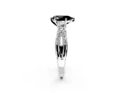 3 Stone Engagement Ring Setting for Fancy Black Pear-Shaped Center with Pave Split Shank and Prong Head in Sterling Silver