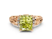 Solitaire Engagement Ring Setting for Fancy Yellow Radiant Cut Center with Filigree Accent Basket and Prong Head in Rose Gold