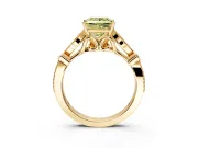 Solitaire Engagement Ring Setting for Fancy Yellow Princess Cut Center with Marquise and Bezel Accents and Prong Head in Yellow Gold