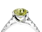 Solitaire Engagement Ring Setting for Fancy Yellow Round Cut Center with Partway Pave Band and Prong Head in Sterling Silver