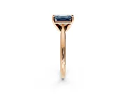 Solitaire Engagement Ring Setting for Fancy Blue Emerald Cut Center with Knife Ridge Band and Claw Prong Head in Rose Gold