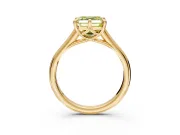 Solitaire Engagement Ring Setting for Fancy Yellow Asscher Cut Center with Cathedral Band and Prong Head in Yellow Gold