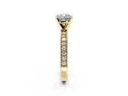 Milgrain Pave Engagement Ring Setting for Cushion Cut Center with Accent Band and Prong Head in Yellow Gold