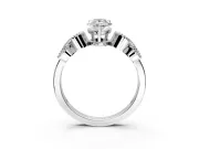 Leaf Engagement Ring Setting for Pear-Shaped Center with Milgrain Accent Band and Prong Head in Platinum