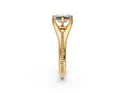 Solitaire Engagement Ring Setting for Emerald Cut Center with Milgrain Cathedral Band and Prong Head in Yellow Gold