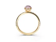 Hidden Halo Engagement Ring Setting for Fancy Pink Marquise Center with Pave Band and Prong Head in Yellow Gold