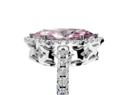 Accent Halo Engagement Ring Setting for Fancy Pink Marquise Center with Full-Length Pave Band and Prong Head in Platinum