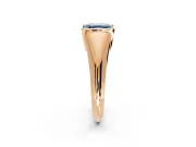Tension Engagement Ring Setting for Fancy Blue Asscher Cut Center with Wide Tapered Band and Tension Head in Rose Gold