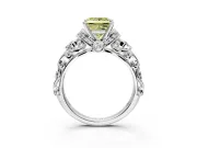 Solitaire Engagement Ring Setting for Fancy Yellow Princess Cut Center with Filigree Band and Prong Head in White Gold