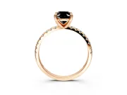 Solitaire Engagement Ring Setting for Fancy Black Oval Center with Fine Pave Narrow Band and Prong Head in Rose Gold