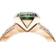 Bezel Engagement Ring Setting for Fancy Green Princess Cut Center with Wide Channel-Set Band and Bezel Head in Rose Gold