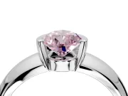 Tension Engagement Ring Setting for Fancy Pink Pear-Shaped Center with Wide Flat Band and Tension Head in Platinum