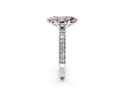 Milgrain Pave Engagement Ring Setting for Fancy Pink Marquise Center with Accent Band and Prong Head in Platinum