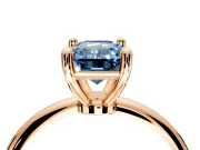 Minimalist Solitaire Engagement Ring Setting for Fancy Blue Emerald Cut Center with Thin Band and Prong Head in Rose Gold