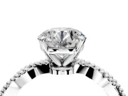 Solitaire Engagement Ring Setting for Round Cut Center with Twist Band and Bead Prong Head in Sterling Silver