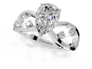Solitaire Engagement Ring Setting for Pear-Shaped Center with Criss-Cross Accent Band and Prong Head in Platinum