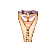 Solitaire Engagement Ring Setting for Fancy Pink Emerald Cut Center with Milgrain Cathedral Band and Prong Head in Rose Gold