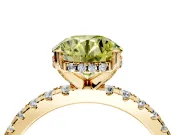 Solitaire Engagement Ring Setting for Fancy Yellow Round Cut Center with Band of Accents and Prong Head in Yellow Gold