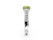 Solitaire Engagement Ring Setting for Fancy Yellow Cushion Cut Center with Round Cut Channel Band and Prong Head in Platinum