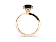 Solitaire Engagement Ring Setting for Fancy Black Round Cut Center with Fine Wire Band and Prong Head in Rose Gold