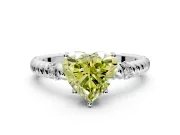 Rope Engagement Ring Setting for Fancy Yellow Heart-Shaped Center with Accent Shoulders and Prong Head in White Gold