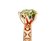 Solitaire Engagement Ring Setting for Fancy Yellow Heart-Shaped Center with XO Engraved Band and Prong Head in Rose Gold