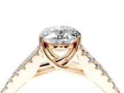 Solitaire Engagement Ring Setting for Oval Center with Pave Split Shank and Prong Head in Rose Gold