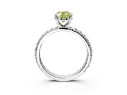 Solitaire Engagement Ring Setting for Fancy Yellow Oval Center with Shared-Prong Accents and Prong Head in Platinum