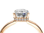 Hidden Halo Engagement Ring Setting for Radiant Cut Center with Wide Flat Plain Band and Prong Head in Rose Gold