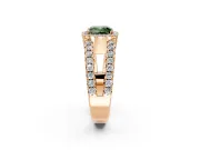 Halo Engagement Ring Setting for Fancy Green Cushion Cut Center with Wide-Open Pave Split Shank and Prong Head in Rose Gold