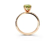 Solitaire Engagement Ring Setting for Fancy Yellow Radiant Cut Center with Micro Pave Band and Prong Head in Rose Gold