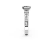 Solitaire Engagement Ring Setting for Asscher Cut Center with Channel Band and Double Claw Prong Head in Sterling Silver