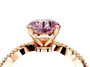 Solitaire Engagement Ring Setting for Fancy Pink Round Cut Center with Twist Band and Bead Prong Head in Rose Gold
