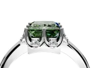 Floral Frame Engagement Ring Setting for Fancy Green Princess Cut Center with Accent Clusters and Prong Head in Sterling Silver