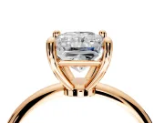 Minimalist Solitaire Engagement Ring Setting for Radiant Cut Center with Thin Band and Prong Head in Rose Gold