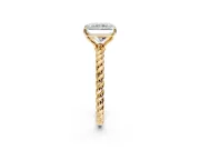 Solitaire Engagement Ring Setting for Radiant Cut Center with Plain Twisted Rope Band and Prong Head in Yellow Gold