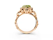 Halo Engagement Ring Setting for Fancy Yellow Heart-Shaped Center with Open Scroll Shoulders and Prong Head in Rose Gold