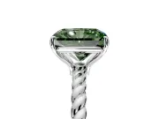Solitaire Engagement Ring Setting for Fancy Green Radiant Cut Center with Plain Twisted Rope Band and Prong Head in Sterling Silver