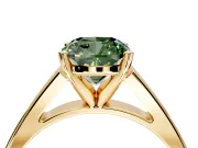 Solitaire Engagement Ring Setting for Fancy Green Cushion Cut Center with Tapered Split Shoulders and Prong Head in Yellow Gold