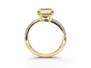 Solitaire Engagement Ring Setting for Fancy Yellow Asscher Cut Center with Multi-Row Pave Accents and Basket Head in Yellow Gold