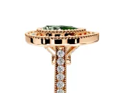 Halo Engagement Ring Setting for Fancy Green Pear-Shaped Center with Milgrain Frame, Pave Band and Prong Head in Rose Gold