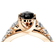 Solitaire Engagement Ring Setting for Fancy Black Pear-Shaped Center with Graduated Shared Prongs and Prong Head in Rose Gold