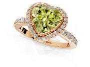 Halo Engagement Ring Setting for Fancy Yellow Heart-Shaped Center with Inner Milgrain Border and Prong Head in Rose Gold