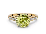 Solitaire Engagement Ring Setting for Fancy Yellow Round Cut Center with Partway Pave Band and Prong Head in Yellow Gold