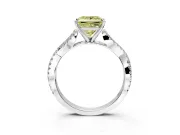 Solitaire Engagement Ring Setting for Fancy Yellow Princess Cut Center with Twisted Pave Split Shank and Prong Head in Platinum