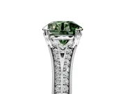 Solitaire Engagement Ring Setting for Fancy Green Round Cut Center with Pave Rail Split Shank and Prong Head in Sterling Silver