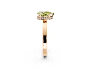 Hidden Halo Engagement Ring Setting for Fancy Yellow Pear-Shaped Center with Wide Flat Plain Band and Prong Head in Rose Gold