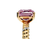 Rope Engagement Ring Setting for Fancy Pink Asscher Cut Center with Accent Shoulders and Prong Head in Yellow Gold